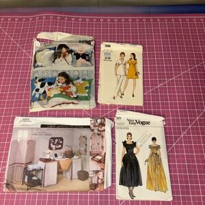 Vogue Vintage Pattern Lot Of 4 Pillows Women Dress Pants Suit Interior Office